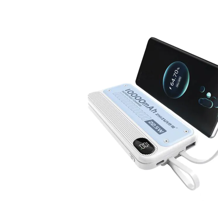 מטען נייד 10000mAh 22.5W כולל צג וכבל מובנה Semicom